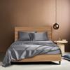 Silk Satin Sheet Set 4pc Sheet with 12 Deep Pocket,One Silk Satin Travel Sheet Free - Extra Soft - Breathable & Cooling - Wrinkle Free - Comfy- Bed Sheets -(Full Dark Grey) view 2