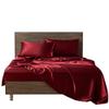 Silk Satin Sheet Set 4pc Sheet with 12 Deep Pocket,One Silk Satin Travel Sheet Free - Extra Soft - Breathable & Cooling - Wrinkle Free - Comfy- Bed Sheets -(Cal Queen Burgundy) view 1