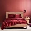 Silk Satin Sheet Set 4pc Sheet with 12 Deep Pocket,One Silk Satin Travel Sheet Free - Extra Soft - Breathable & Cooling - Wrinkle Free - Comfy- Bed Sheets -(Cal Queen Burgundy) view 2