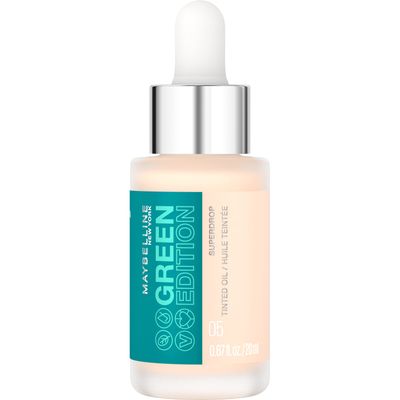 Maybelline Green Edition Superdrop Tinted Oil Base Makeup, Adjustable Natural Coverage Foundation Formulated With Jojoba & Marula Oil, 05, 1 Count