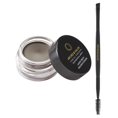 Arches & Halos Brow Sculpting Set - Dual Ended Brush With Brow Building Pomade In Neutral Brown - Define, Brush And Blend Brows - Easily Fill, Sculpt Sleek Eyebrows - Vegan, Cruelty Free Makeup - 2 Pc