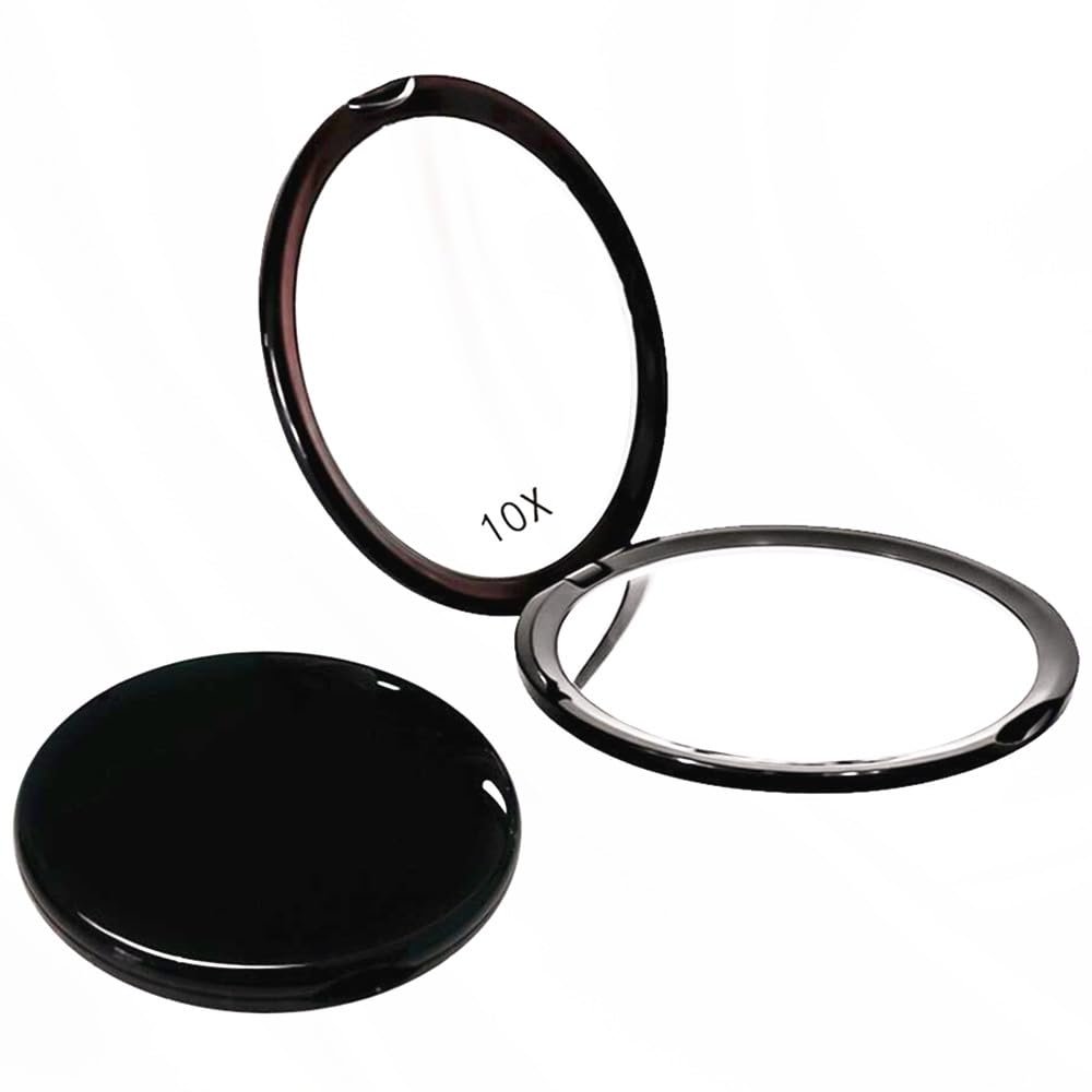 Magnifying Compact Mirror for Purse - 1x/10x Magnification Travel Makeup Mirror 4 inch Double-Sided Folding Mirror,Handheld Small Pocket Mirror for Gift,Travel Essentials