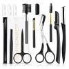 Eyebrow Razor Kit, 12 in 1 Professional Eyebrow Grooming Set, Including 3 Razors Trimmer,1 Tweezer,2 Scissors,2 Replacement Blades,1 Eyelashes Roller,2 Brushes,1 Storage Bag view 1