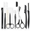 Eyebrow Razor Kit, 9 in 1 Professional Eyebrow Grooming Set for Women and Men, Including 3 Razors Trimmer,1 Tweezer,2 Scissors,2 Replacement Blades,1 Storage Bag view 1