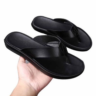 GHYUB Slippers for Women and Men Quick Drying, PU Open Toe Soft Flip-Flops, Non-Slip Shower Spa Bath Pool Gym House Sandals for Indoor & Outdoor (Color : Black, Size : EUR43)