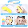 120 Pieces Facial Sponge Compressed,Professional Makeup Removal Sponge,Round Face Cleaning Sponge for Spa,Exfoliating,Mask(Yellow,Pink,Blue) view 3