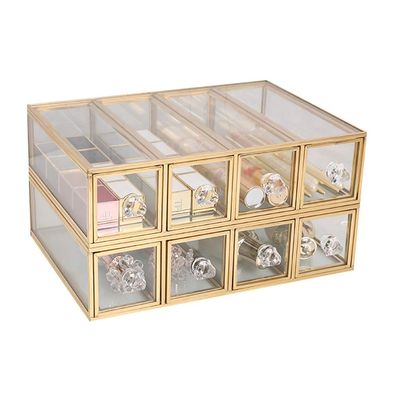 ASFD Makeup Case Clear Lipstick Organizer Drawer Glass Lipstick Holder Case Display Rack Holder Makeup Organizer Beauty Container Organizer for Drawer (Color : Clear b)