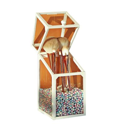 ASFD Makeup Case Lid Makeup Brush Organizer Makeup Brushes Holder Cosmetics Brushes Storage Box Case Pearl Countertop Organizer for Drawer (Color : White b)