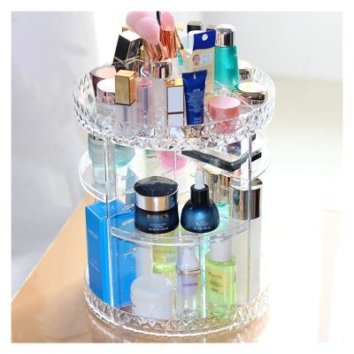 ASFD Makeup Case Rotating Makeup Organizer 360-Degree Adjustable Cosmetic Storage Makeup Holder Shelf Vanity Organizer Display Case Organizer for Drawer (Color : Clear L)