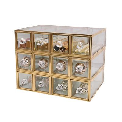ASFD Makeup Case Clear Lipstick Organizer Drawer Glass Lipstick Holder Case Display Rack Holder Makeup Organizer Beauty Container Organizer for Drawer (Color : Clear c)