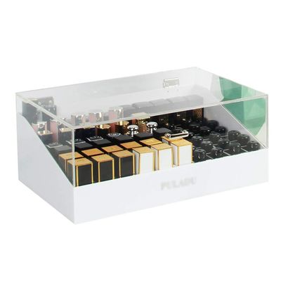 ASFD Makeup Case Acrylic Holder Lipstick Lid Organizer Lipstick Storage Makeup Organizer Makeup Display Case 70 Slots Organizer for Drawer (Color : White)