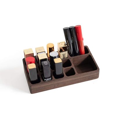ASFD Makeup Case Makeup Organizer Storage Holder Lipstick Organizer Brushes Makeup Display Case Holder Wood Organizer for Drawer (Color : Brown 14 Slots)