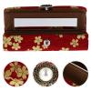 Lurrose Floral Lipstick Case Holder, Fluff Portable Lipstick Holder Lipstick Storage Containers Cosmetic Storage Kit Lipstick Holder with Mirror for Purse, 1pc (Red) view 4