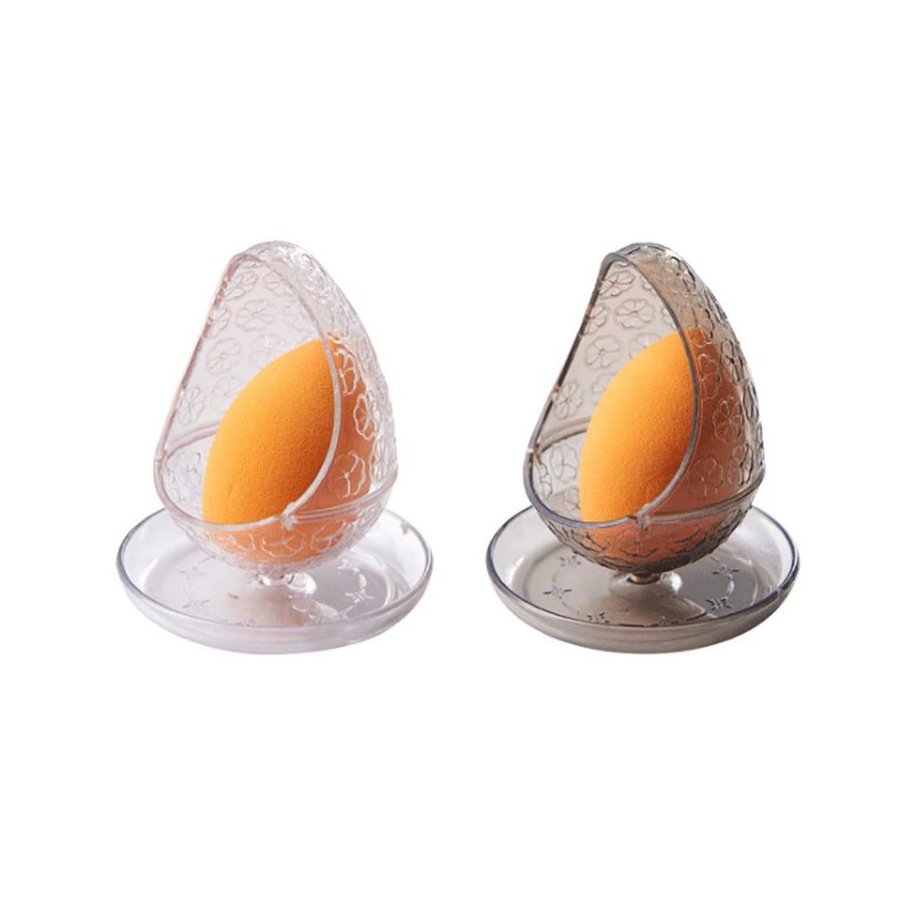 ASFD Makeup Case Tray Beauty Sponge Egg Holder Makeup Sponge Egg Display Stand Storage Egg Powder Puff Plastic Elegant Organizer for Drawer (Color : Black+Clear)
