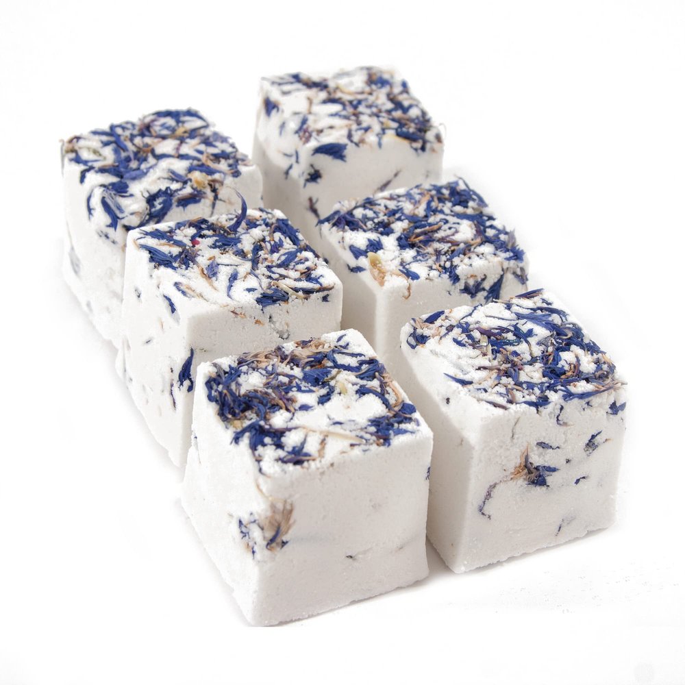 Botanical Bath Bombs, Shower Steamers, Cornflower Blue Set of 6