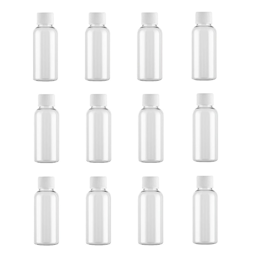 12 Pcs 30ml 1oz Plastic Empty Bottles Travel Size Containers with Lids Leak Proof Small Cosmetic Jars for Lotion Shampoo Cream Toiletries