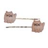 Cat Hair Pins and Bobby Pins for Women, Brown Kitty Barrette Hair Clips, Decorative Trendy Hair Accessories, 2 Pieces view 1