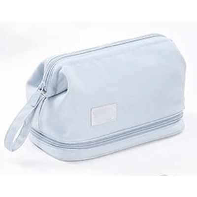 Sxdthy Hanging Travel Toiletry Bag, Large-Capacity Portable Double-Layer Cosmetic Bag, Waterproof Makeup Organizer (Color : Blue, Size : 27 * 14.5 * 17.5cm)