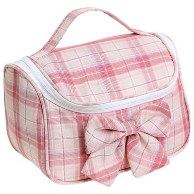 Sxdthy Extra Large Hanging Travel Toiletry Bag for Women and Men,Portable Storage Bag with Bow (Color : Pink, Size : 23 * 13 * 16cm)