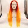 YTOOZ Front Wigs Synthetic Wigs Layered Straight Hair Density 150% Synthetic Hair Ladies Red Wig Ladies Mid Length Front Orange,20 inches view 1