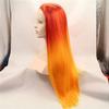 YTOOZ Front Wigs Synthetic Wigs Layered Straight Hair Density 150% Synthetic Hair Ladies Red Wig Ladies Mid Length Front Orange,20 inches view 2