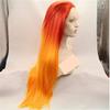 YTOOZ Front Wigs Synthetic Wigs Layered Straight Hair Density 150% Synthetic Hair Ladies Red Wig Ladies Mid Length Front Orange,20 inches view 3