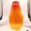 YTOOZ Front Wigs Synthetic Wigs Layered Straight Hair Density 150% Synthetic Hair Ladies Red Wig Ladies Mid Length Front Orange,20 inches view 4
