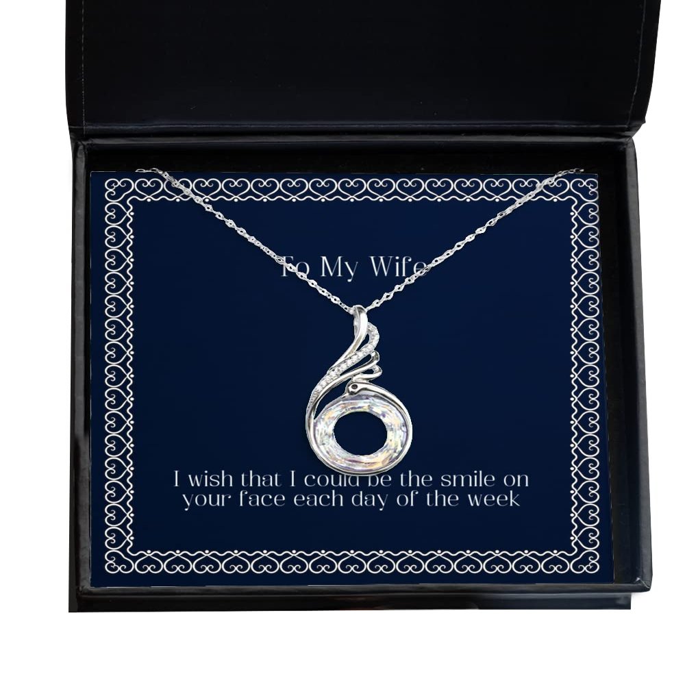 Brilliant Wife, I Wish That I Could be The Smile on Your face Each Day of The Week, Christmas Rising Phoenix Necklace for Wife