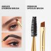 Docolor Eyebrow Brush Duo Eyebrow Spoolie 3Pcs Professional Angled Eye Brow Brush Perfect for Lining and Shaping Brows, Spoolie for Brows or Lashes Black view 2