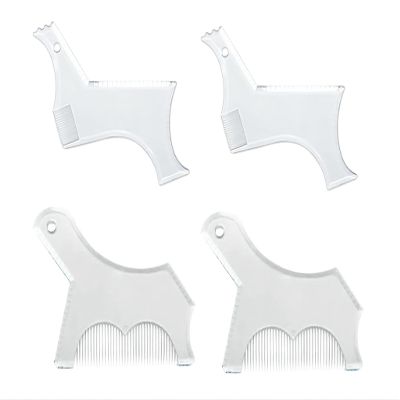 4PCS Men's Beard Shaping Tool Template, Beard Guide Shaper with Inbuilt Comb, Multi-liner Edges Shave for Curve/Straight/Neckline/Goatee/Sideburns (Clear-4pcs)