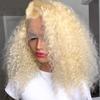 Anlimer 13x4 Blonde Lace Front Wigs Human Hair Kinky Curly 13x6 HD 613 Lace Frontal Wig Pre Plucked with Baby Hair 613 Lace Closure Wig Human Hair for Women (26, 13x6 Lace Front Wig With 150 Density) view 2