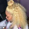 Anlimer 13x4 Blonde Lace Front Wigs Human Hair Kinky Curly 13x6 HD 613 Lace Frontal Wig Pre Plucked with Baby Hair 613 Lace Closure Wig Human Hair for Women (26, 13x6 Lace Front Wig With 150 Density) view 3