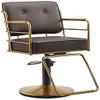 Salon Chair Hydraulic Chair for Business or Home, Hair Salon Chair Styling Hairdressing Chair Barber Lift Chairs Hair Salon Chair Swivel Adjustable Easy to Clean Leather (420 lbs) (Brown ) convenient view 1