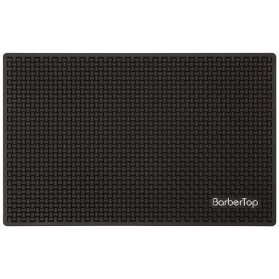 Barber Mat for Clippers,11.8"x 7.5"(Black) Clipper Counter Mat, Barber Organizer Mat Flexible PVC Work Station Mat, Salon Barber Shop Work Table Mat, Grooming Tools, Non-Slip (Mini))