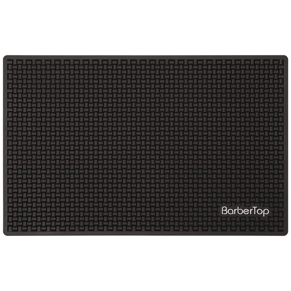 Barber Mat for Clippers,11.8"x 7.5"(Black) Clipper Counter Mat, Barber Organizer Mat Flexible PVC Work Station Mat, Salon Barber Shop Work Table Mat, Grooming Tools, Non-Slip (Mini))