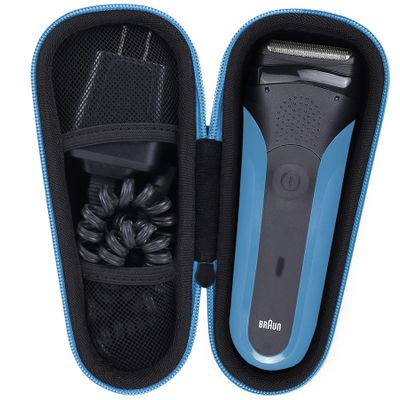 khanka Hard Travel Case Replacement for Braun Series 3/5 5018s 3010 340S-4 3050 390CC-4 380S-4 3040 Electric Foil Shaver Men's Razor, Case Only (Black&Blue)