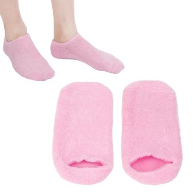 2pcs Moisturizing Socks, Foot Spa Gel Silicone Socks for Women, Extra Soft Gel Socks Gel Spa Socks for Dry Cracked Feet for Home, Repairing Rough Skin Essential Oil Gel Layer