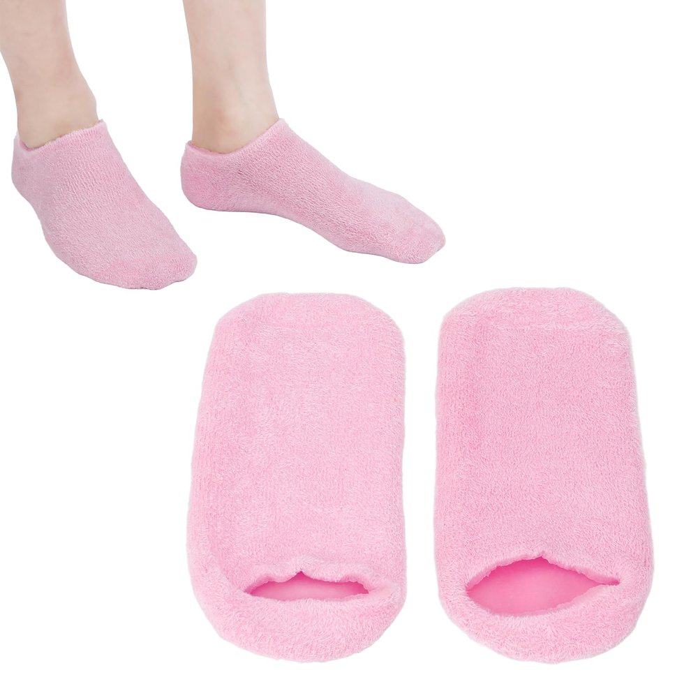 2pcs Moisturizing Socks, Foot Spa Gel Silicone Socks for Women, Extra Soft Gel Socks Gel Spa Socks for Dry Cracked Feet for Home, Repairing Rough Skin Essential Oil Gel Layer