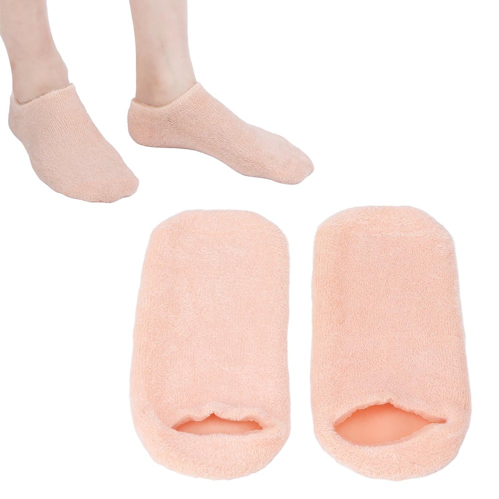 Brrnoo 2pcs Moisturizing Socks, Silicone Gel Socks for Women, Extra Soft Gel Socks for Dry Cracked Feet, Repairing Rough Skin, Essential Oil Gel Layer, 22 x 10cm / 8.7 x 3.9in