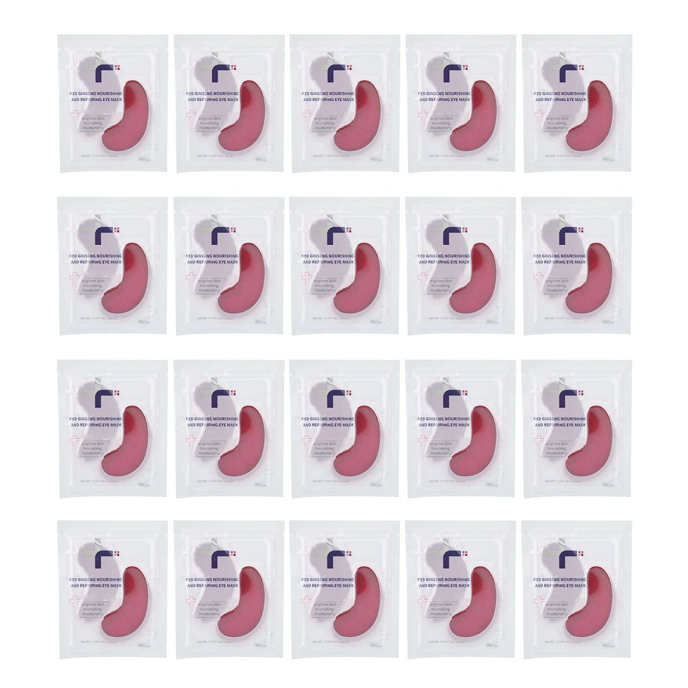 Eye Patches, 20PCS Red Ginseng Repair Eye Moisturizing Nourishing Eye Patch Firming Pad Dark Circles Crystal Collagen 3g for Wrinkles, Puffy Eyes