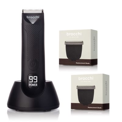 Cortex International Brocchi Cutting Edge USB Waterproof Trimmer - Face and Body Waterproof Hair Clippers - Electric Razor for Men - Beard and Nose Hair Trimmer - USB Charger (2X Blades)