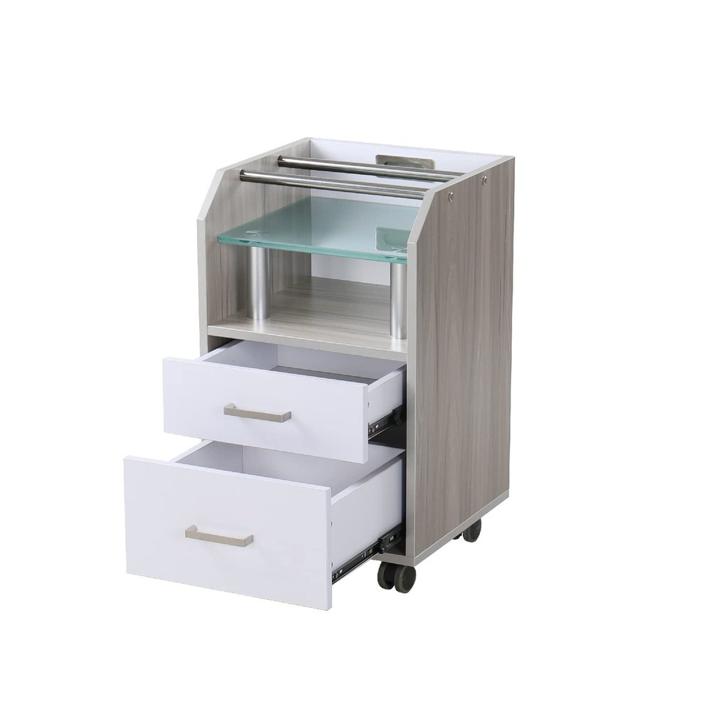 Glass Glow Pedicure Trolley Light Wood Cart for Nail Salon Furniture & Equipment