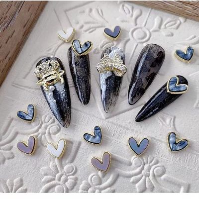 Dedyel 32PCS Heart Nail Charms 3D Alloy Heart Nail Art Rhinestones for Girls Women Valentine's Nail Art Decoration