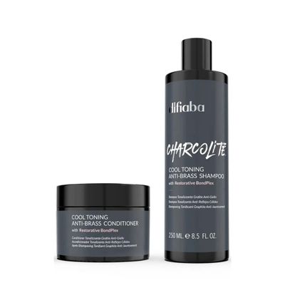 Charcolite Cool Toning Anti-Brass Shampoo & Conditioner Duo with Activated Charcoal & Restorative BondPlex | Neutralizes Brassy Tones & Strengthens Hair Set of 2 (8.5 oz Each)