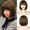 WERD Short Brown Bob Wig with Bangs,10 inch Brown Straight Bob Wig for Women Heat Resistant Fiber for Cospaly Velma view 1
