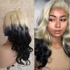 13x6 Lace Front Wigs Brazilian Human Hair Blonde Ombre Black 613T1B 2 Tone Body Wave Glueless Lace Free Part Wig for Black Women Pre Plucked Bleached Knots Unprocessed Virgin Hair (24",13x6 ) view 1