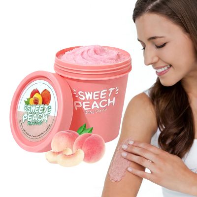 Body Scrub Sweet Peach Gentle Exfoliating Shower Scrub 280g/9.88oz for Removing Dead Skin Moisturizing Nourishing Skin Care Smooth Soft Radiant Skin for Hand Foot Body Women Home Use Elitzia ETPHO1