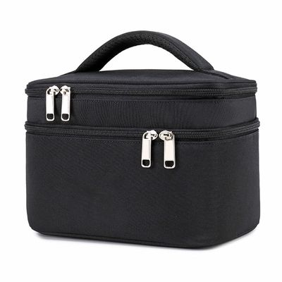 Sxdthy Cosmetic Bag, Double-Layer Large-Capacity Wash Storage Bag, Casual Women Travel Makeup Bag Toiletry Case (Color : Black)