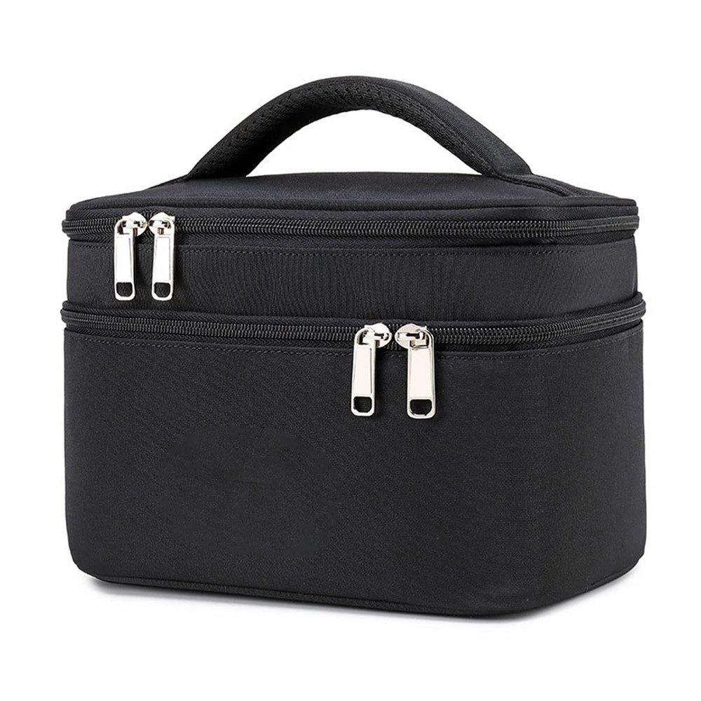 Sxdthy Cosmetic Bag, Double-Layer Large-Capacity Wash Storage Bag, Casual Women Travel Makeup Bag Toiletry Case (Color : Black)