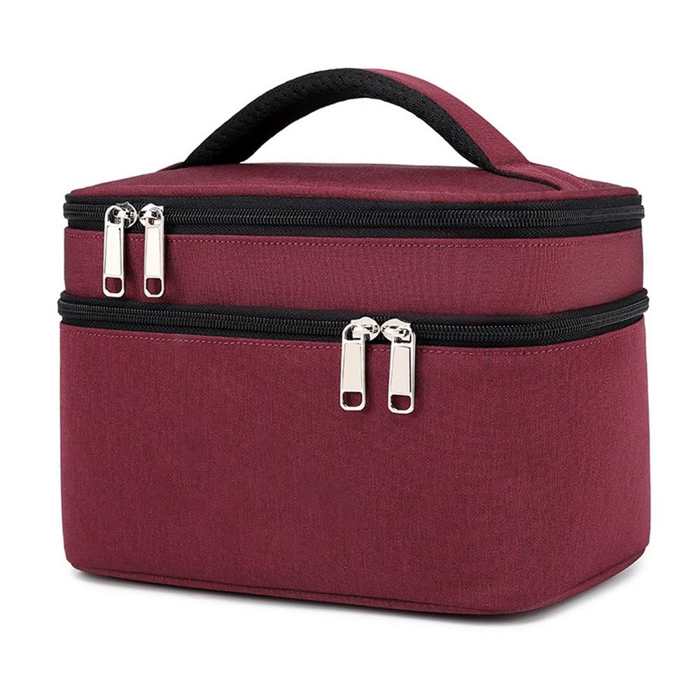 Sxdthy Cosmetic Bag, Double-Layer Large-Capacity Wash Storage Bag, Casual Women Travel Makeup Bag Toiletry Case (Color : Red)